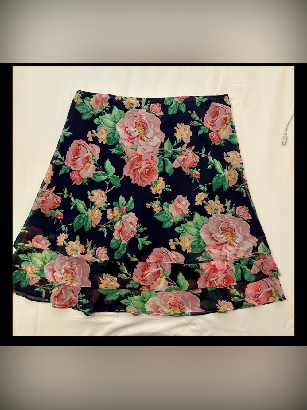 lauren ralph lauren Women’s Silk Layered Floral Skirt Size 12